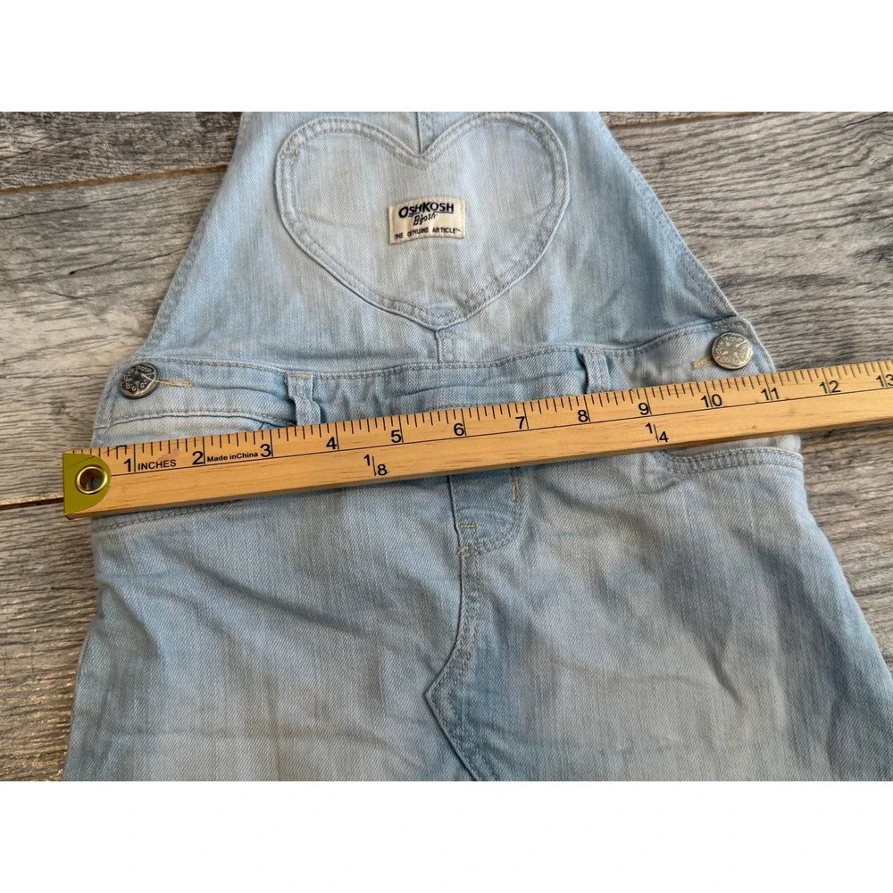 OshKosh B'gosh Denim Overall Dress‎ Skirt Kids 4T Heart Girls 4 Toddler Bibs